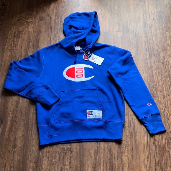 champion embroidered royal blue mens hoodie